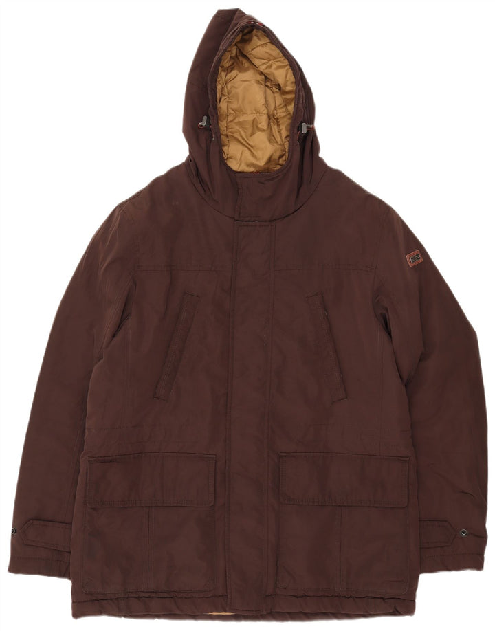 Napapijri Chaqueta utilitaria con capucha para hombre UK 40 Large Marrón Poliéster