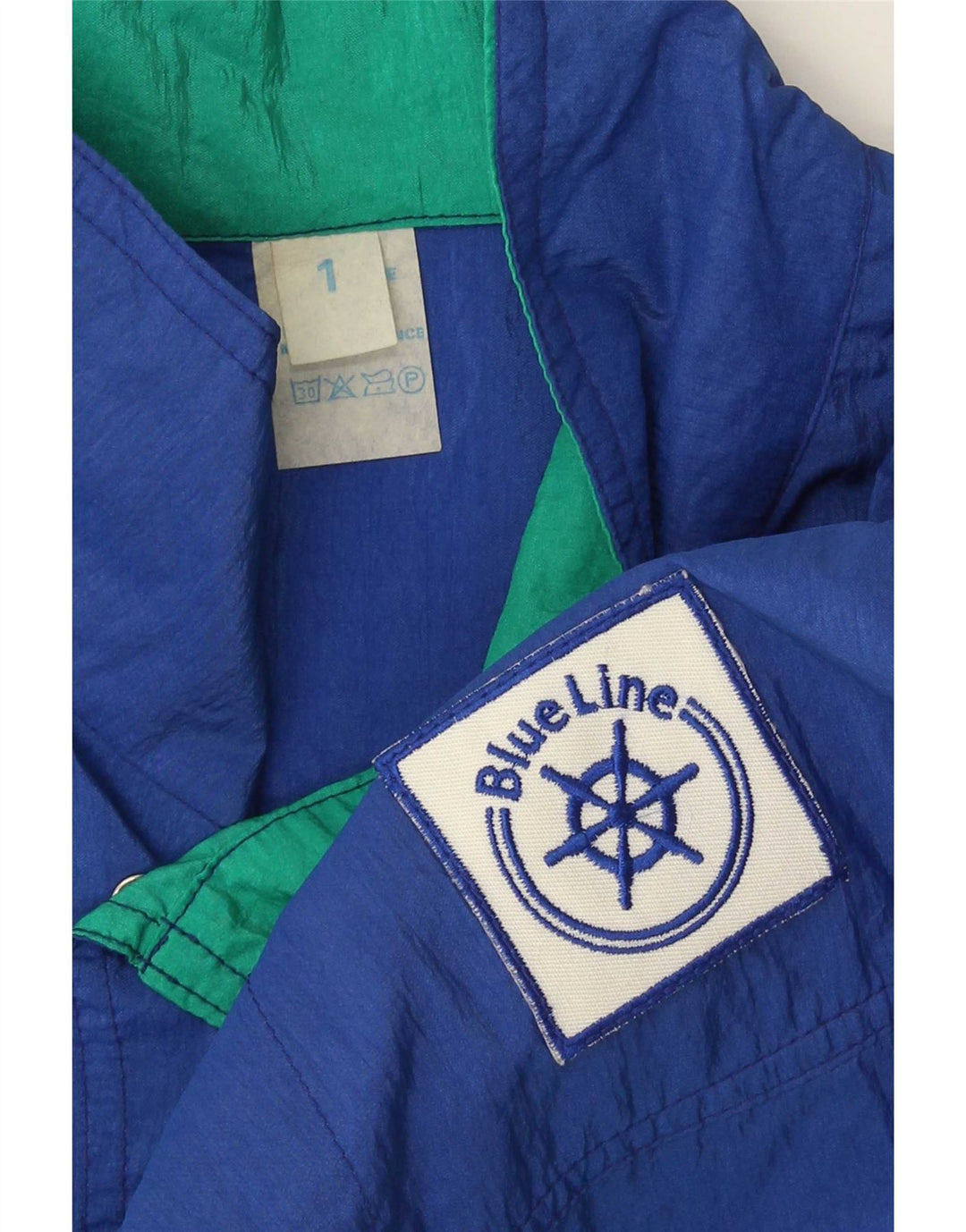 Vintage hombre jersey chándal chaqueta superior XL azul colorblock poliamida
