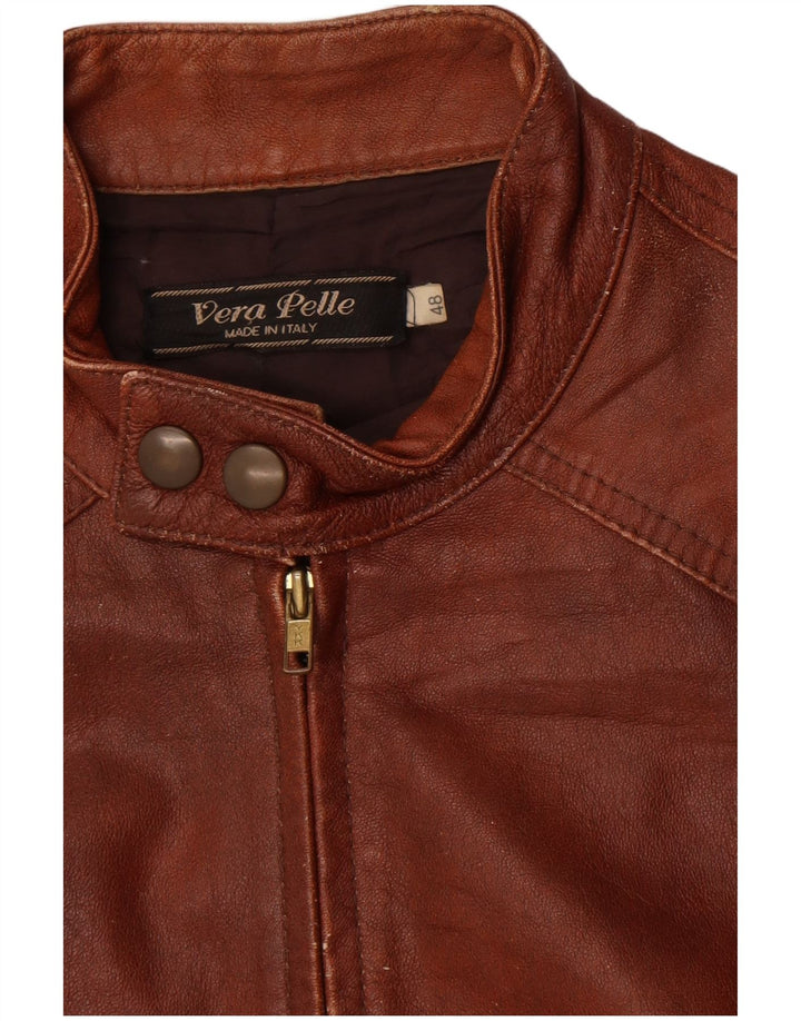 Chaqueta de cuero vintage para mujer IT 48 XL cuero marrón