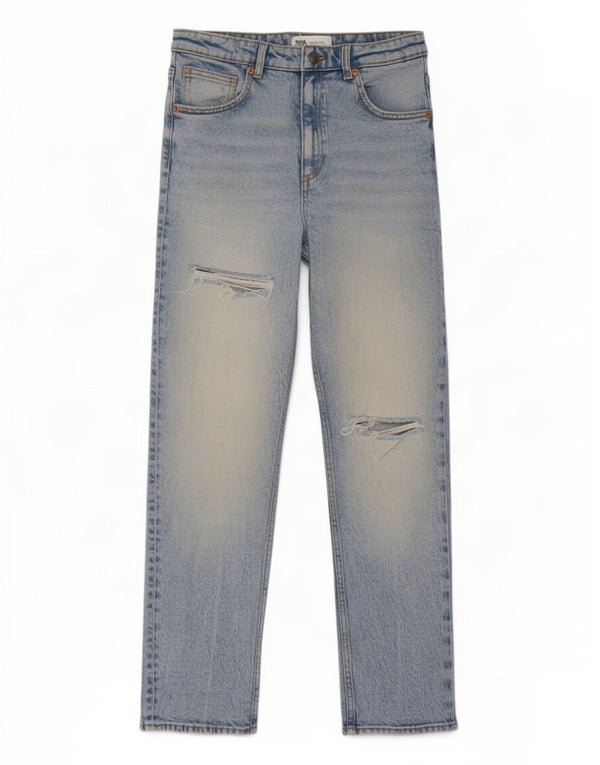 Zara Jeans ajustados de cintura alta desgastados para mujer EU 38 Small W28 L27 Azul