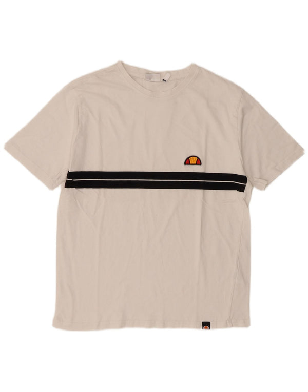 Ellesse Hombre Camiseta Top Small Blanco Colorblock Algodón