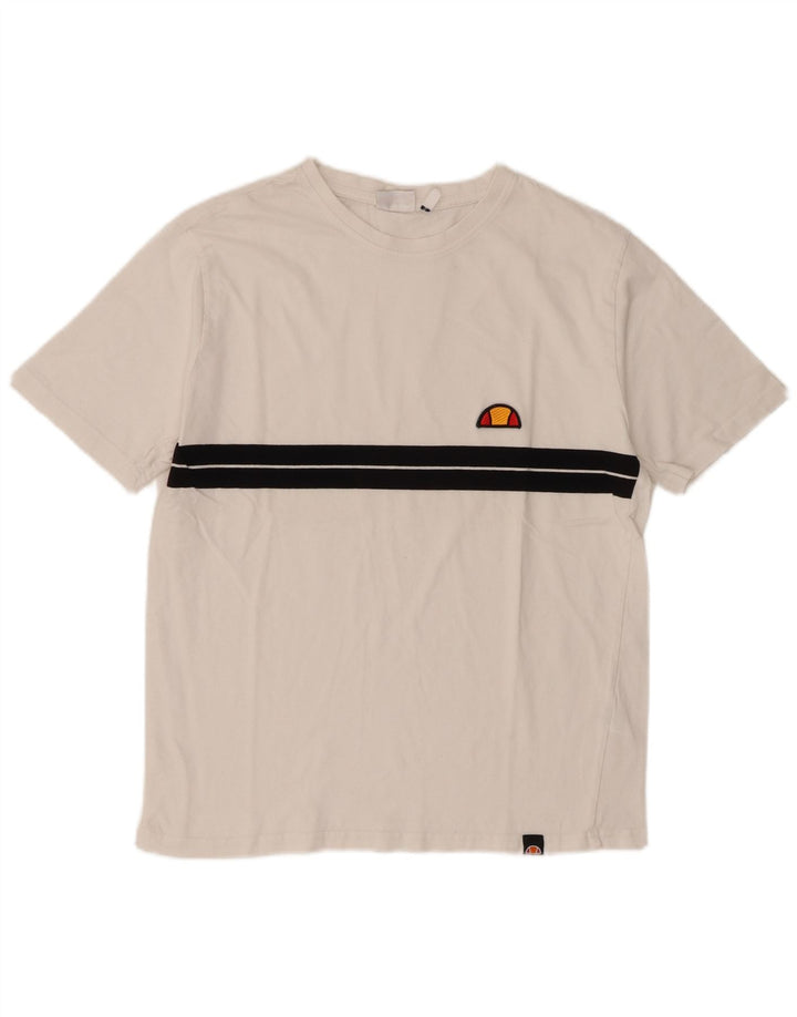 Ellesse Hombre Camiseta Top Small Blanco Colorblock Algodón