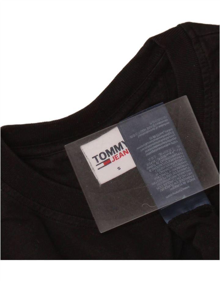 TOMMY HILFIGER Camiseta corta con gráfico para mujer Top UK 10 Small Black Cotton