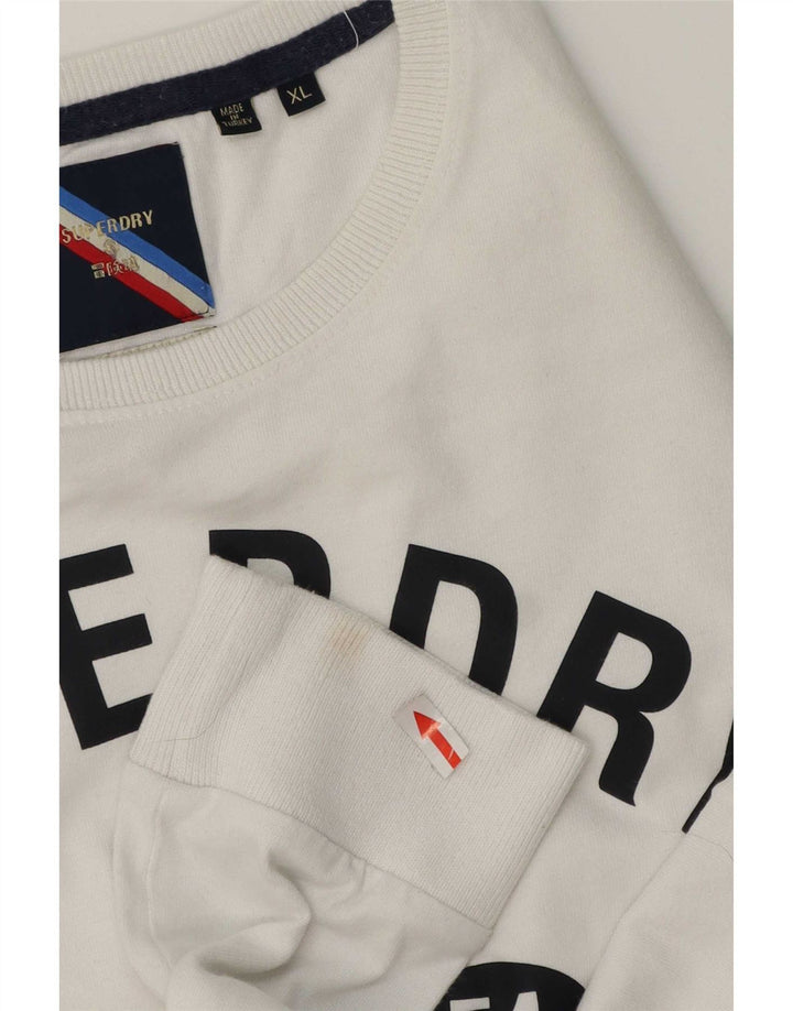 Superdry Top gráfico de manga larga XL de algodón blanco para hombre