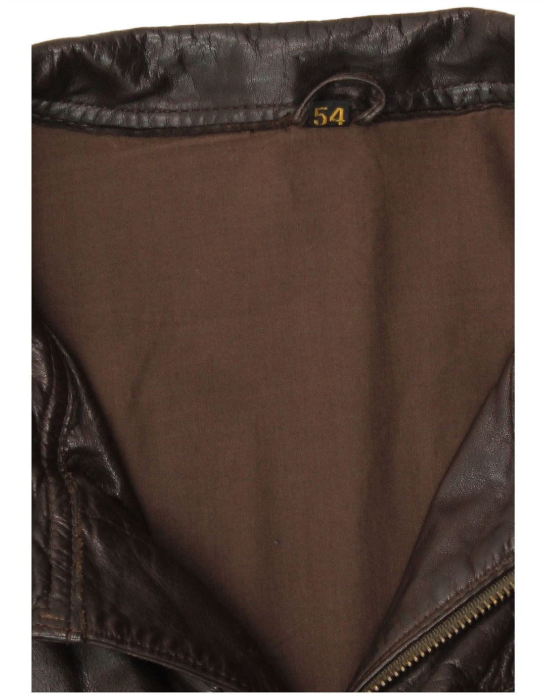 Chaqueta de cuero vintage para hombre IT 54 2XL cuero marrón