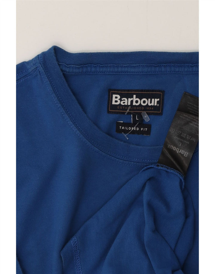 BARBOUR Camiseta ajustada a medida para hombre Top grande de algodón azul