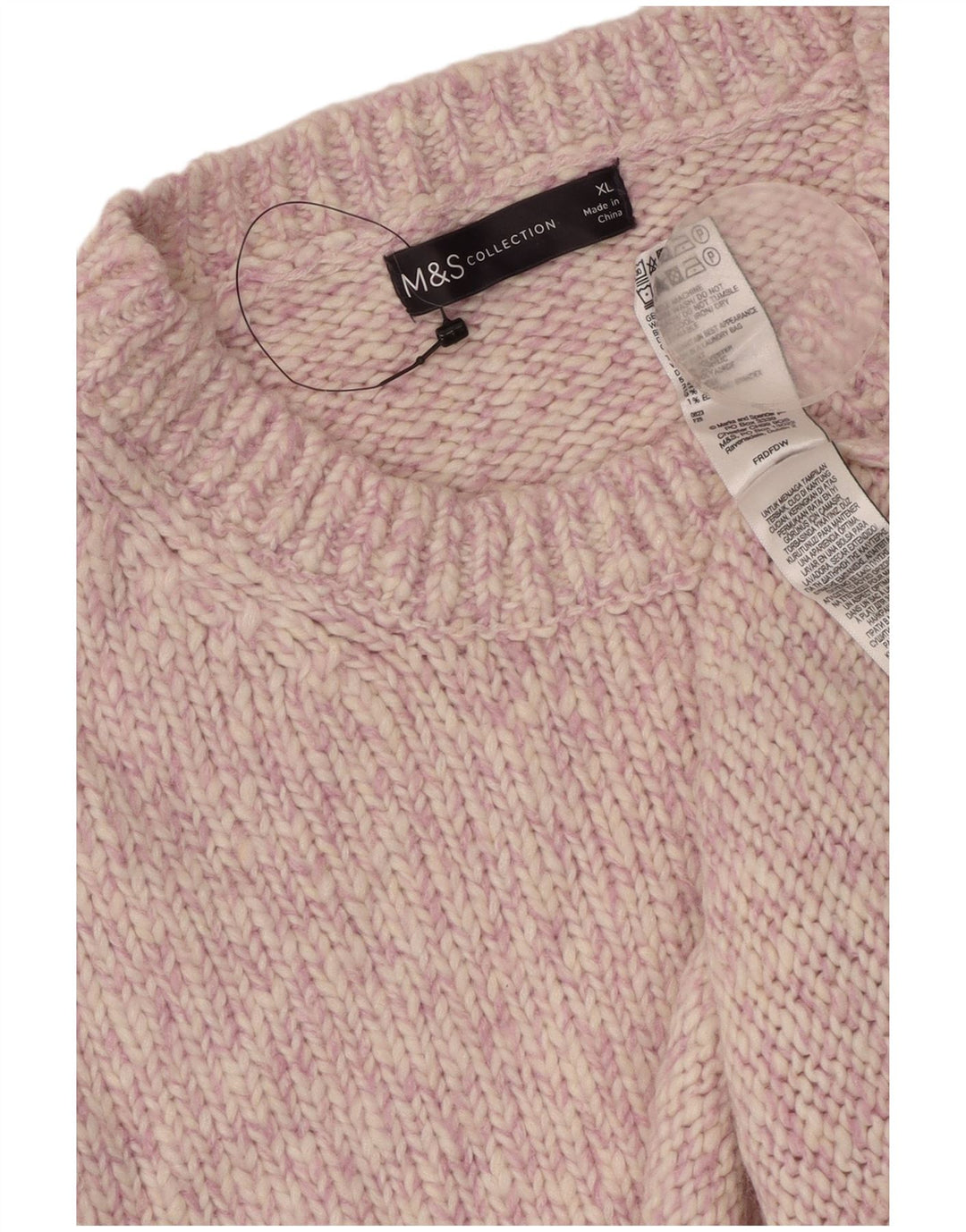MARKS & SPENCER Jersey de cuello redondo para mujer UK 40 XL Rosa moteado