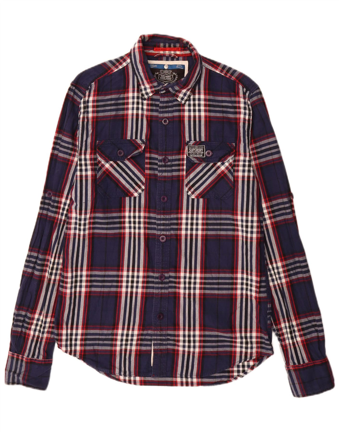 Superdry Camisa De Franela Grande De Algodón A Cuadros Azul Marino