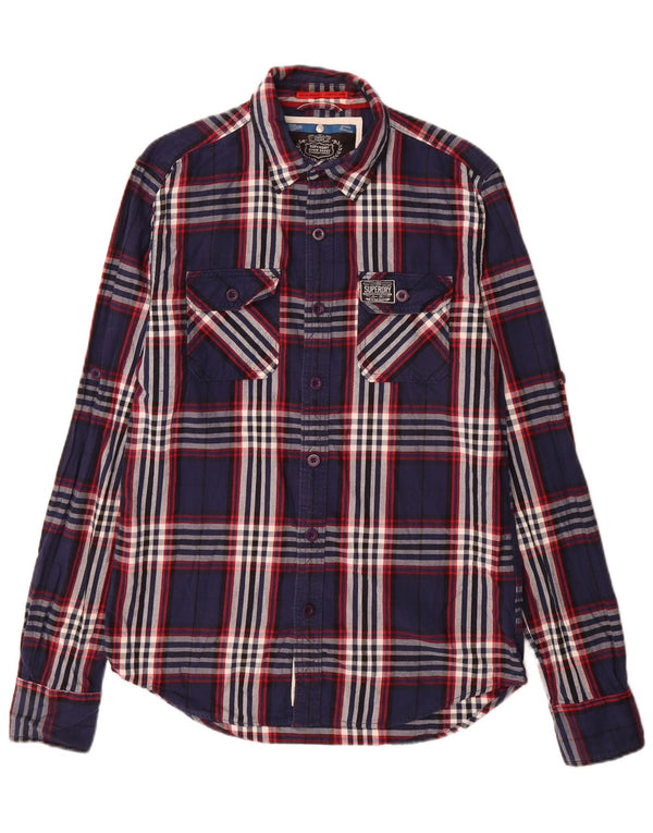Superdry Camisa De Franela Grande De Algodón A Cuadros Azul Marino