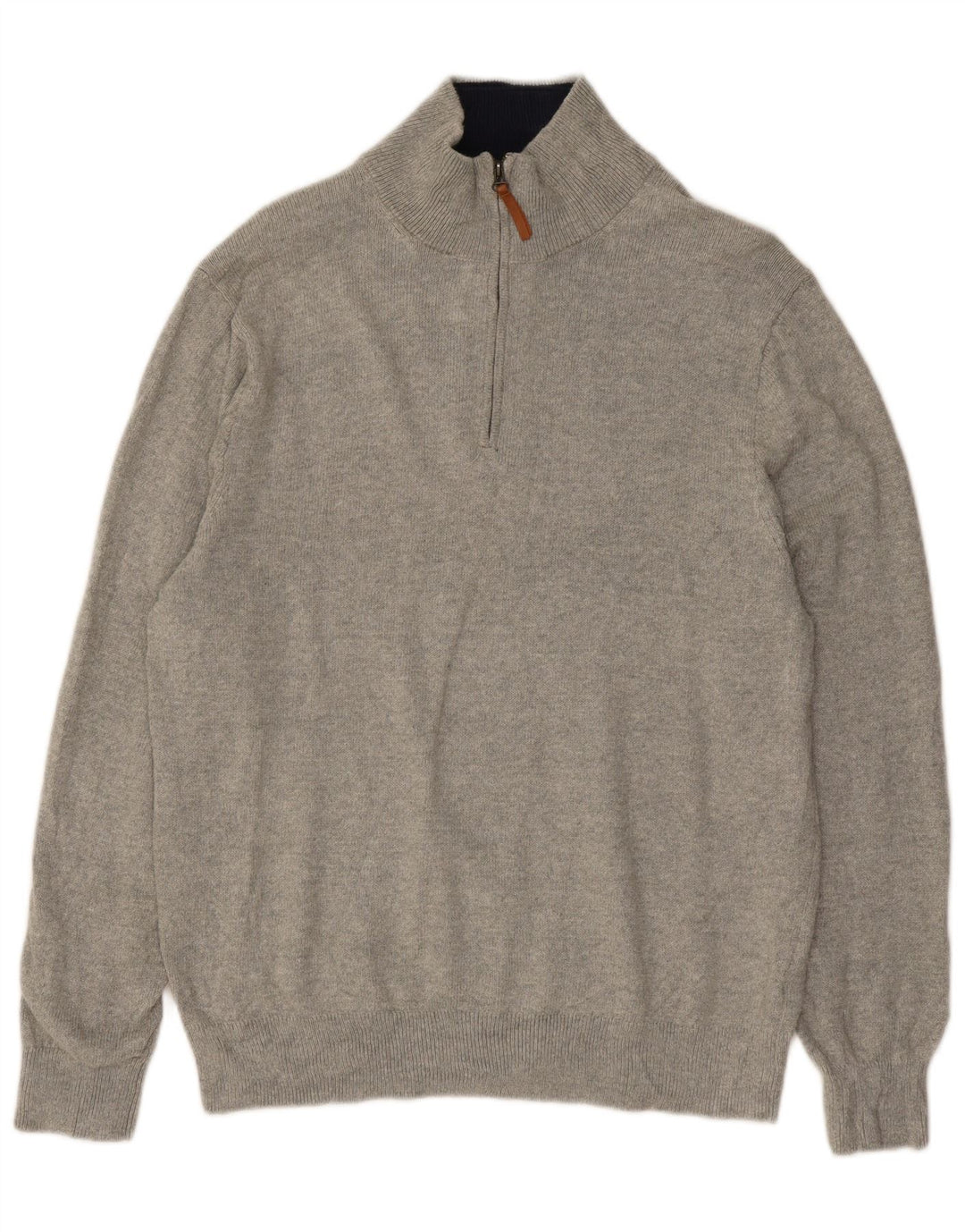 J. Crew Suéter tipo jersey con cuello y cremallera para hombre, algodón gris grande