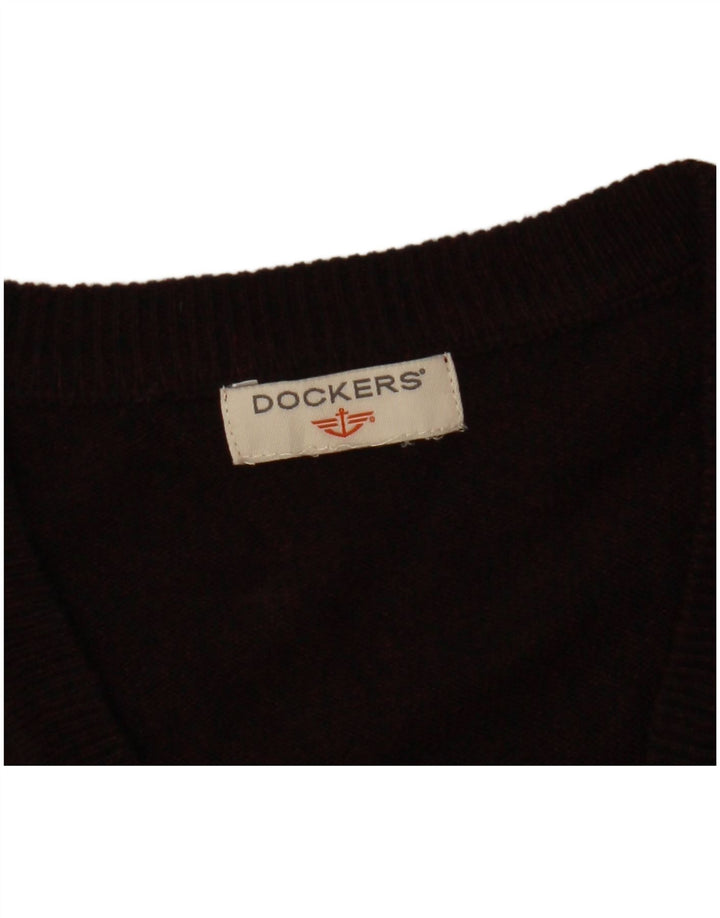 DOCKERS Jersey con Cuello en V para Hombre Large Borgoña Argyle/Diamond