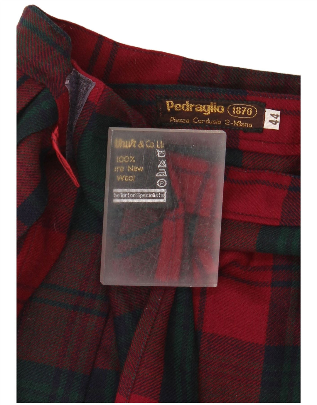 Falda envolvente plisada vintage para mujer IT 44 Mediana W26 Lana nueva a cuadros rojos
