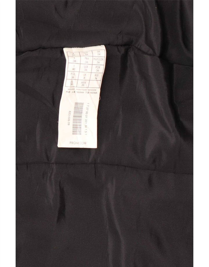 Promod Chaqueta motera de cuero para mujer UK 8 Small Black