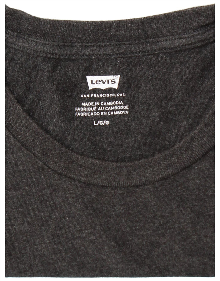 Levi's Camiseta gráfica para hombre Top grande de algodón gris