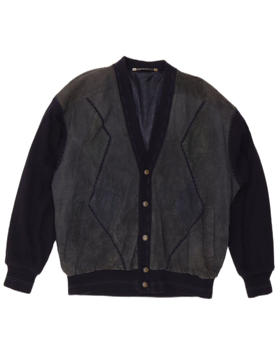 WESTBURY Suéter tipo cárdigan para hombre XL Azul marino Colorblock Acrílico