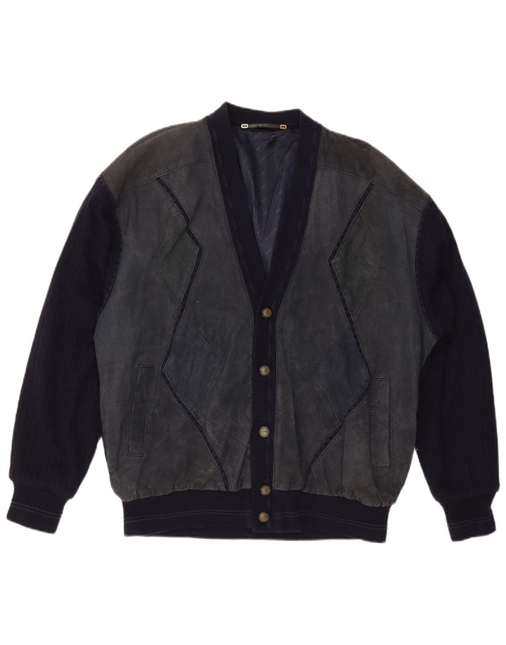 WESTBURY Suéter tipo cárdigan para hombre XL Azul marino Colorblock Acrílico