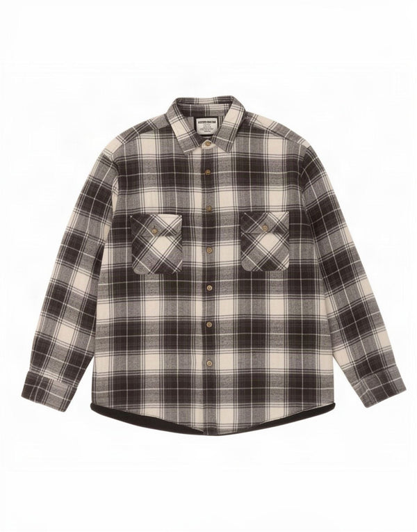 Vintage hombres leñador franela camisa grande negro cuadros