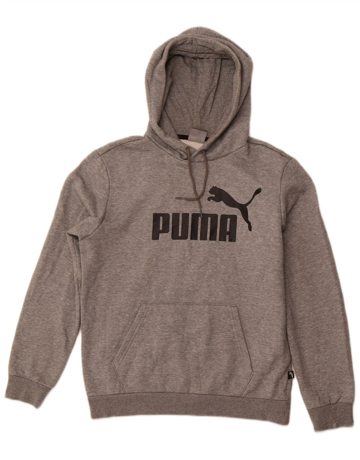 Puma Sudadera con capucha gráfica para hombre, talla pequeña, gris