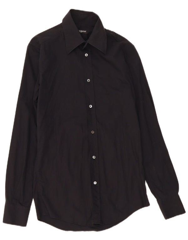 Dolce & Gabbana Camisa Hombre Talla 39 15 1/2 Mediana Negro Algodón