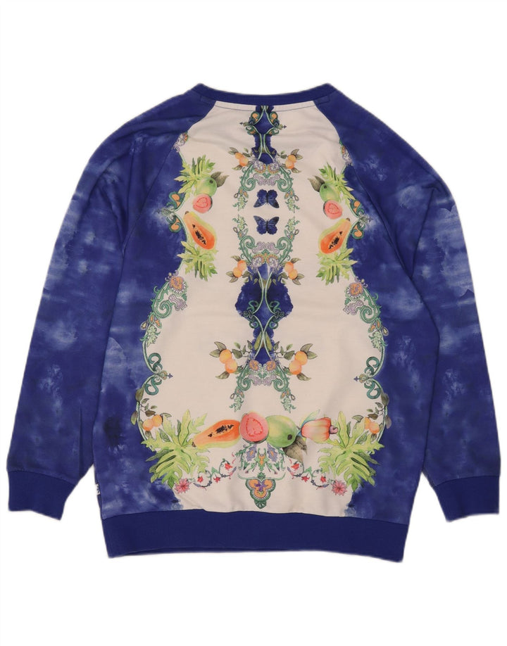 Adidas - Sudadera de gran tamaño con gráfico para mujer, talla 10, color azul