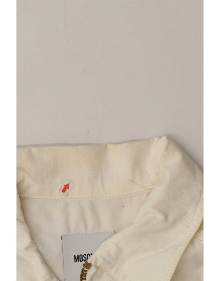 Moschino Chaqueta Bomber para Mujer UK 12 Mediana Off White Algodón