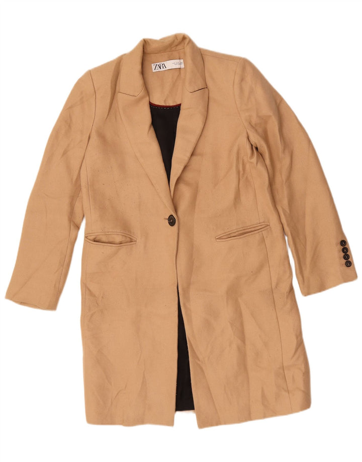 Zara Mujer Chaqueta Blazer Extragrande UK 10 Small Beige