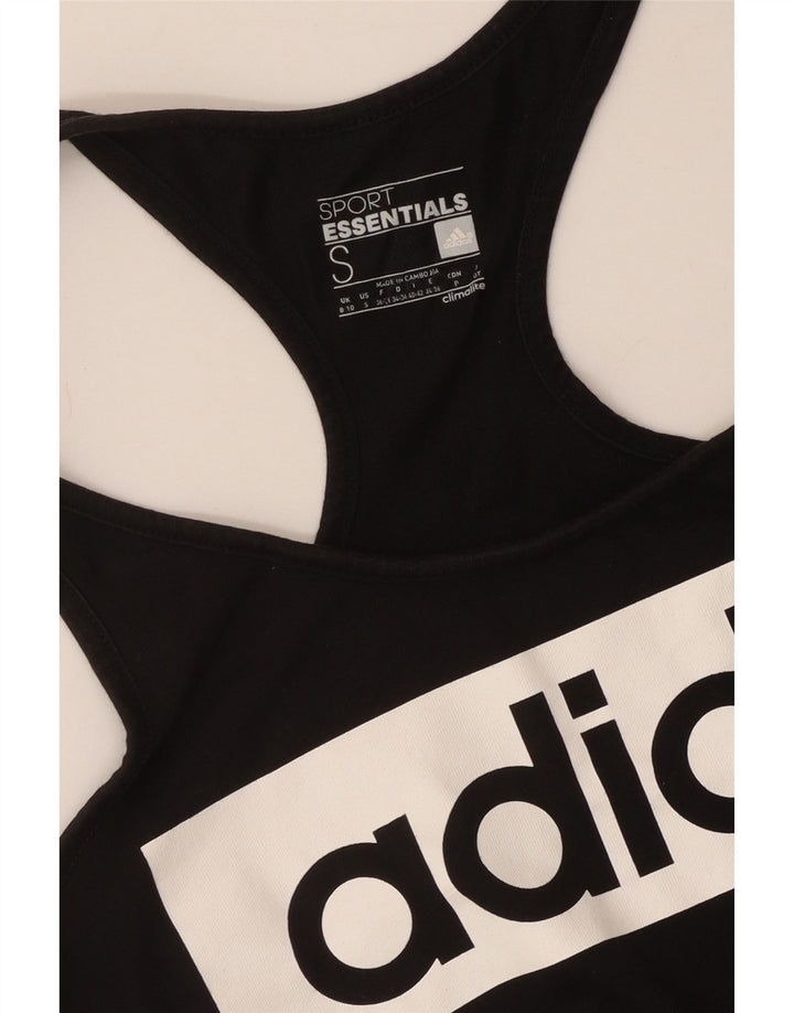 ADIDAS Mujer Climalite Graphic Chaleco Top UK 8/10 Pequeño Negro