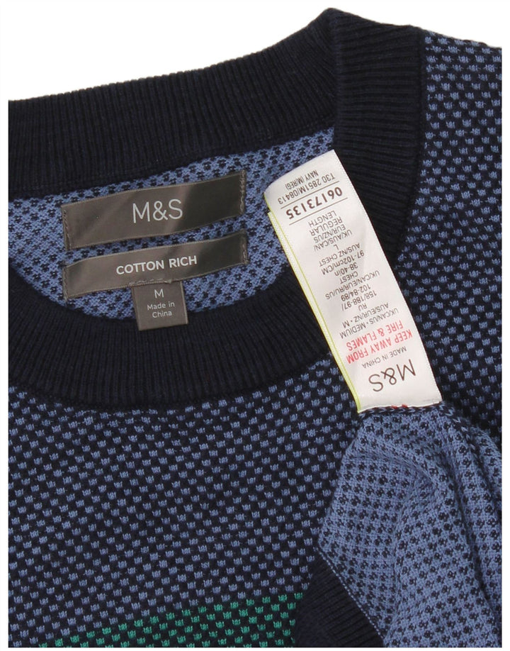 Marks & Spencer Jersey De Cuello Redondo Para Hombre Color Block Azul Marino Mediano
