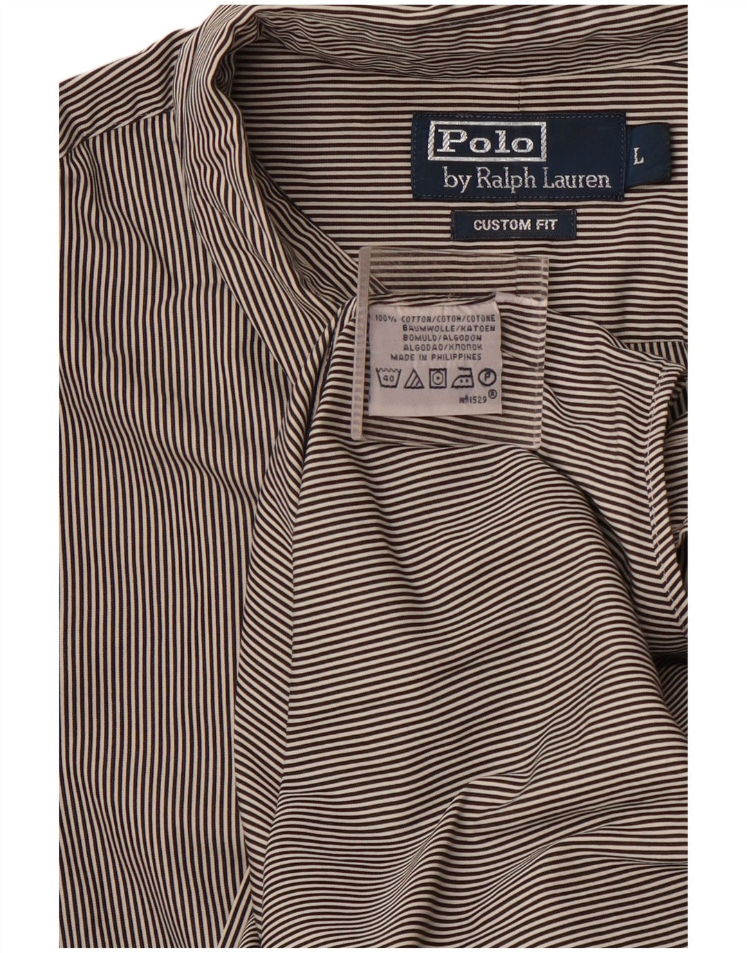 POLO RALPH LAUREN Camisa personalizada para hombre Algodón a rayas negras grandes