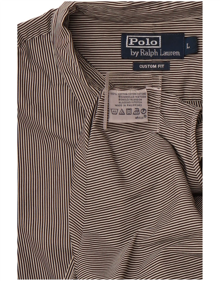 POLO RALPH LAUREN Camisa personalizada para hombre Algodón a rayas negras grandes