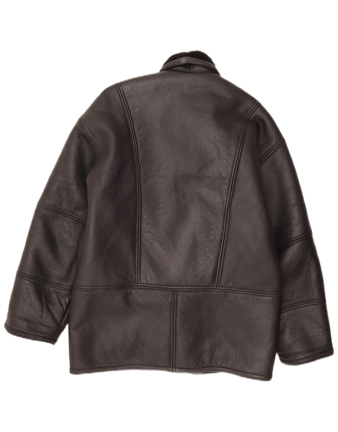 Chaqueta de piel de oveja vintage para hombre IT 48 Medio Negro