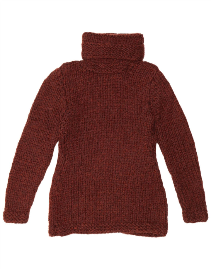 Vintage mujer rollo cuello jersey suéter Reino Unido 10 pequeño borgoña