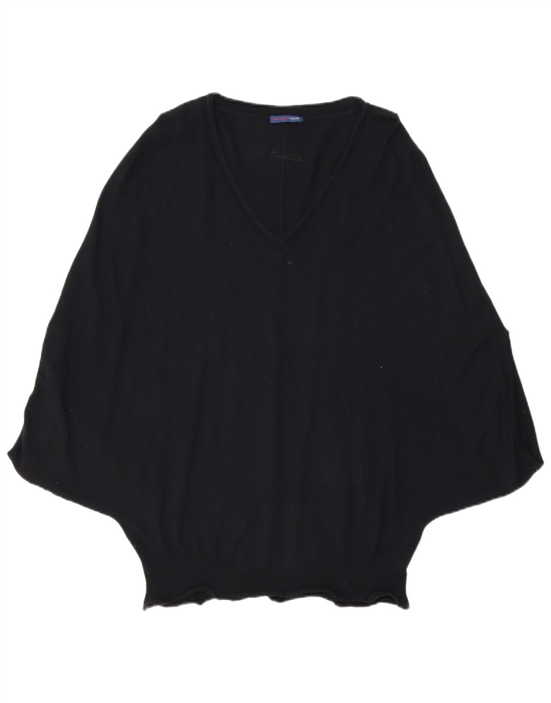 TRUSSARDI JEANS Jersey Poncho para Mujer UK 44 Viscosa Negra Mediana