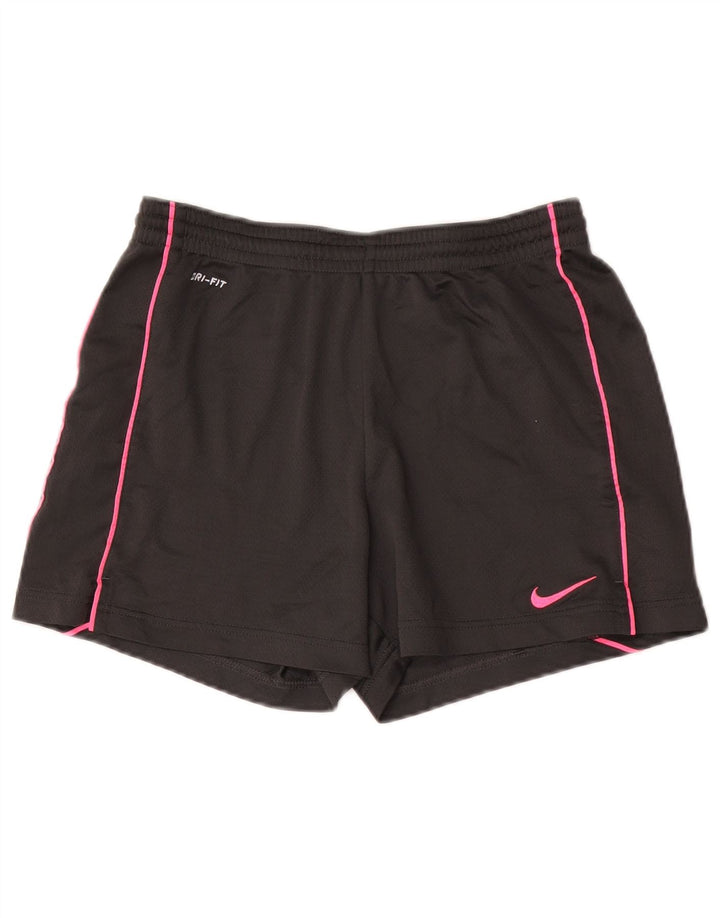 Nike - Pantalones cortos deportivos Dri Fit para mujer, talla 10, poliéster gris pequeño