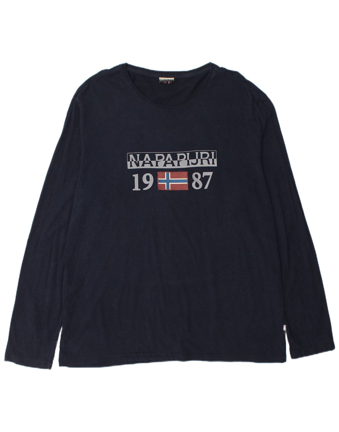 NAPAPIJRI Camiseta con gráfico geográfico para hombre Manga larga 3XL Algodón azul marino