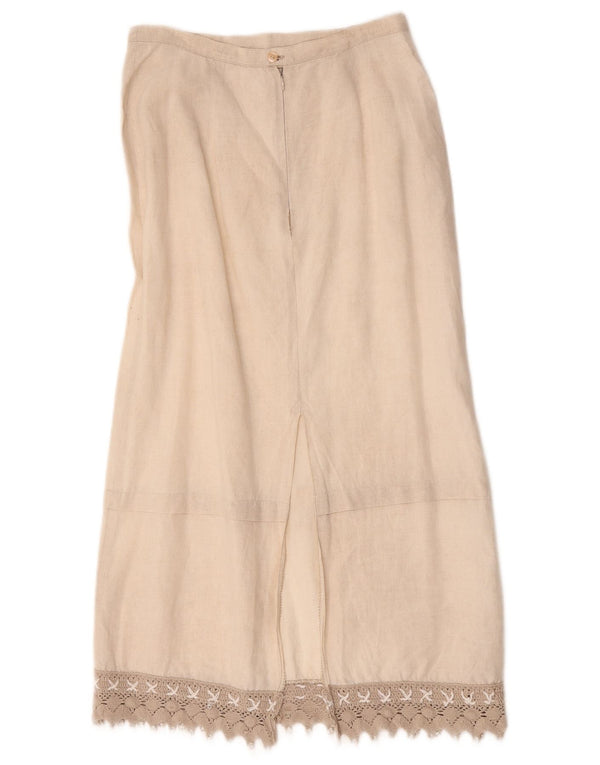 Falda midi para mujer L.Pucci IT 44 Medium W28 Lino beige