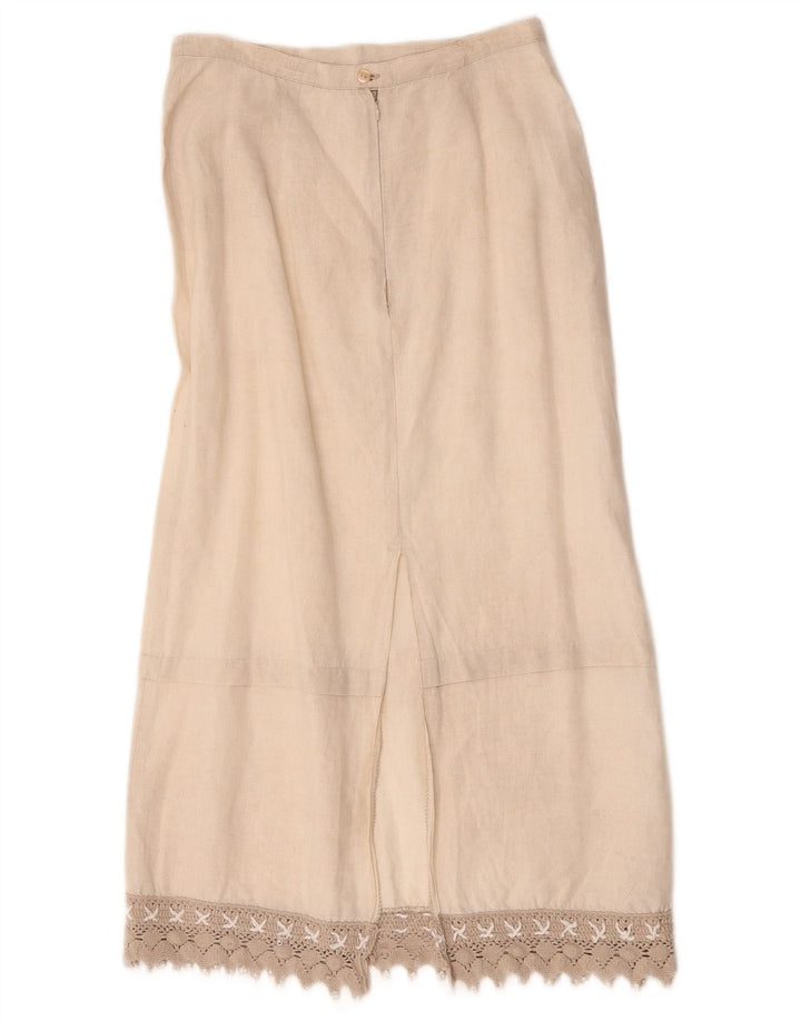 Falda midi para mujer L.Pucci IT 44 Medium W28 Lino beige