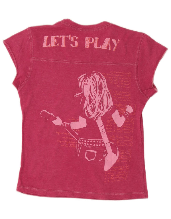 Hard Rock Cafe Mujer Madrid Graphic Camiseta Top UK 12 Medio Rosa Algodón