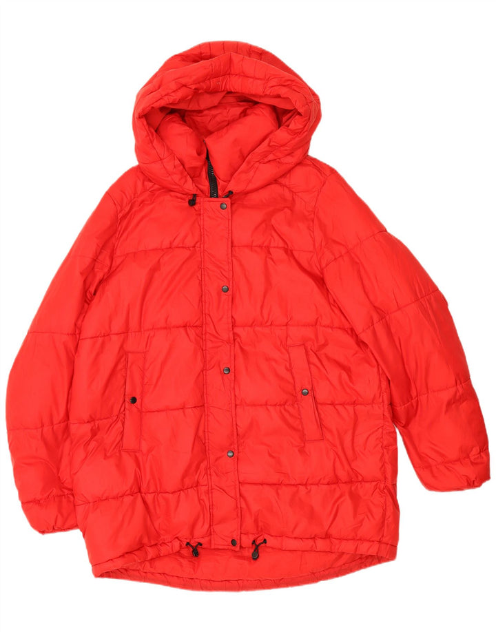 Zara Mujer Trafaluc Chaqueta Acolchada Extragrande Con Capucha Reino Unido 44 Mediano Rojo