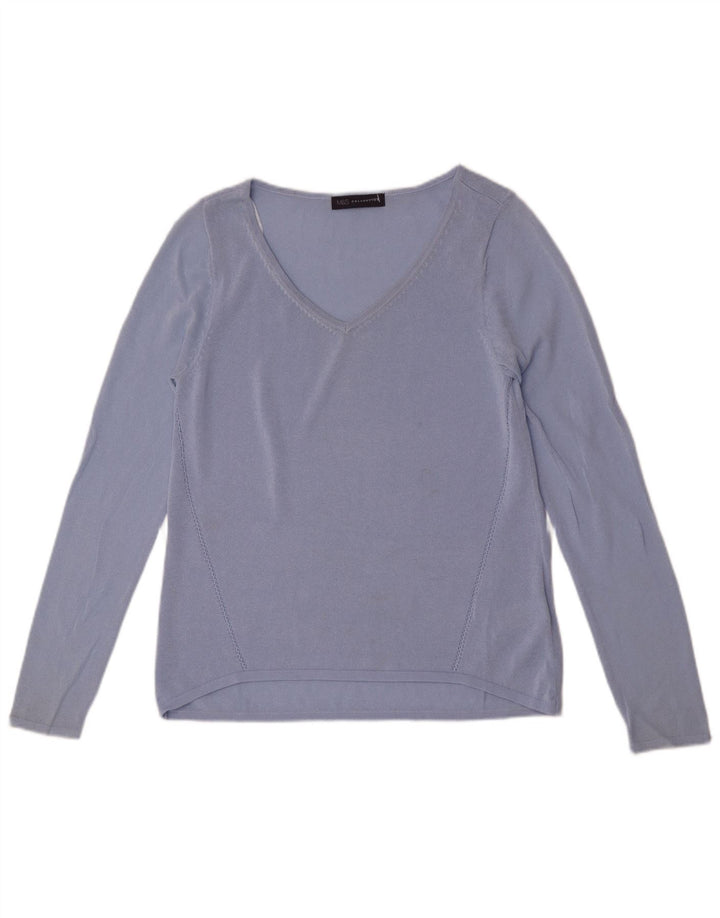 Marks & Spencer Top para mujer de manga larga UK 8 Small Viscosa azul