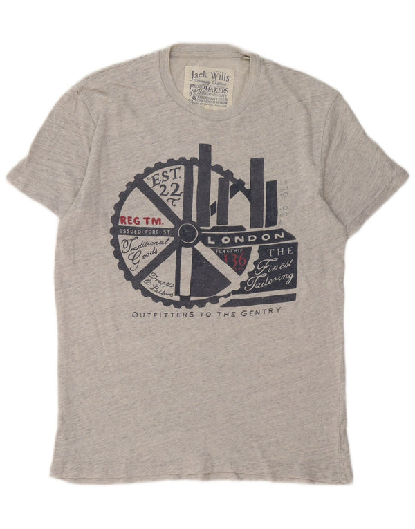 Jack Wills Camiseta gráfica para hombre Top XS Gris Algodón