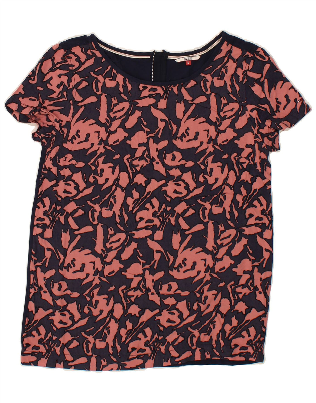 TOMMY HILFIGER Womens Abstract Pattern Blouse Top UK 10 Small Navy Blue Vintage Tommy Hilfiger and Second-Hand Tommy Hilfiger from Messina Hembry 