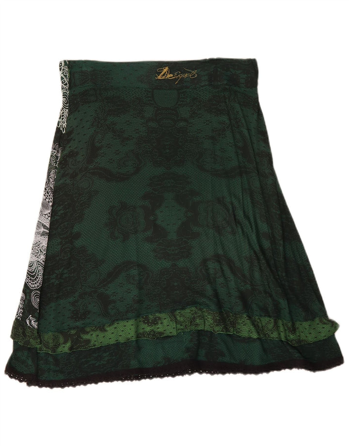 Falda Desigual A-Line Mediana W30 Verde Floral