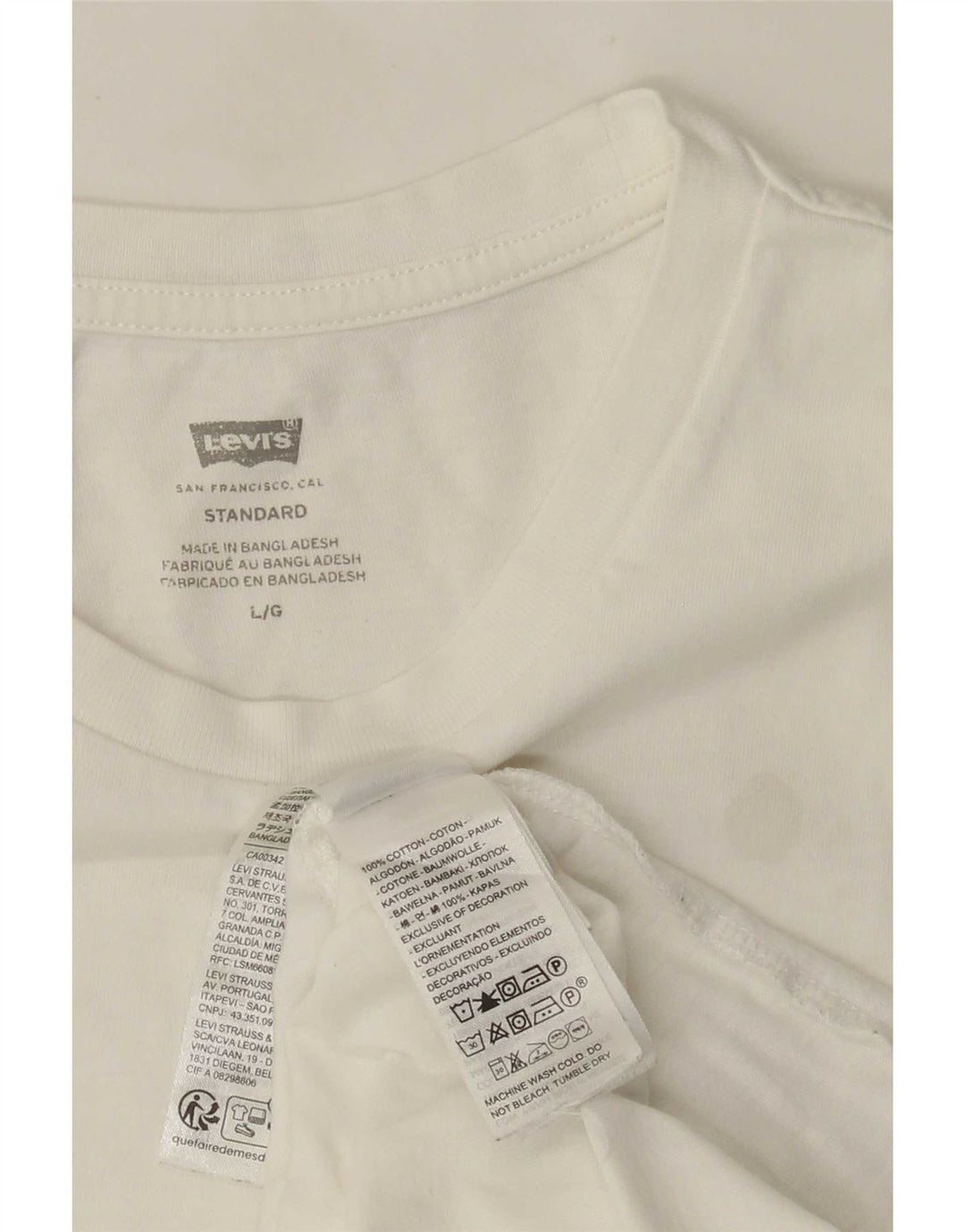Levi's Camiseta estándar para hombre Top grande de algodón blanco