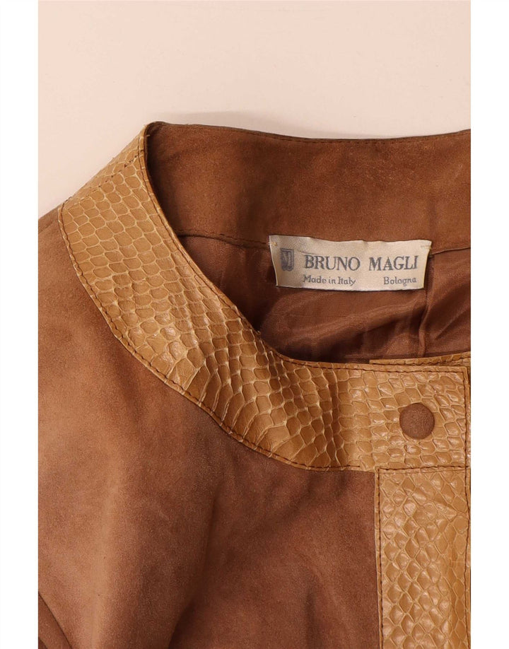 Bruno Magli Chaqueta de ante para mujer UK 44 Grande Marrón