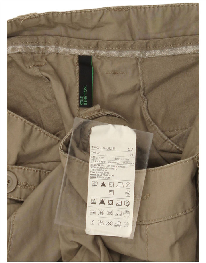 BENETTON Pantalones cargo rectos para hombre IT 52 XL W38 L34 Algodón caqui