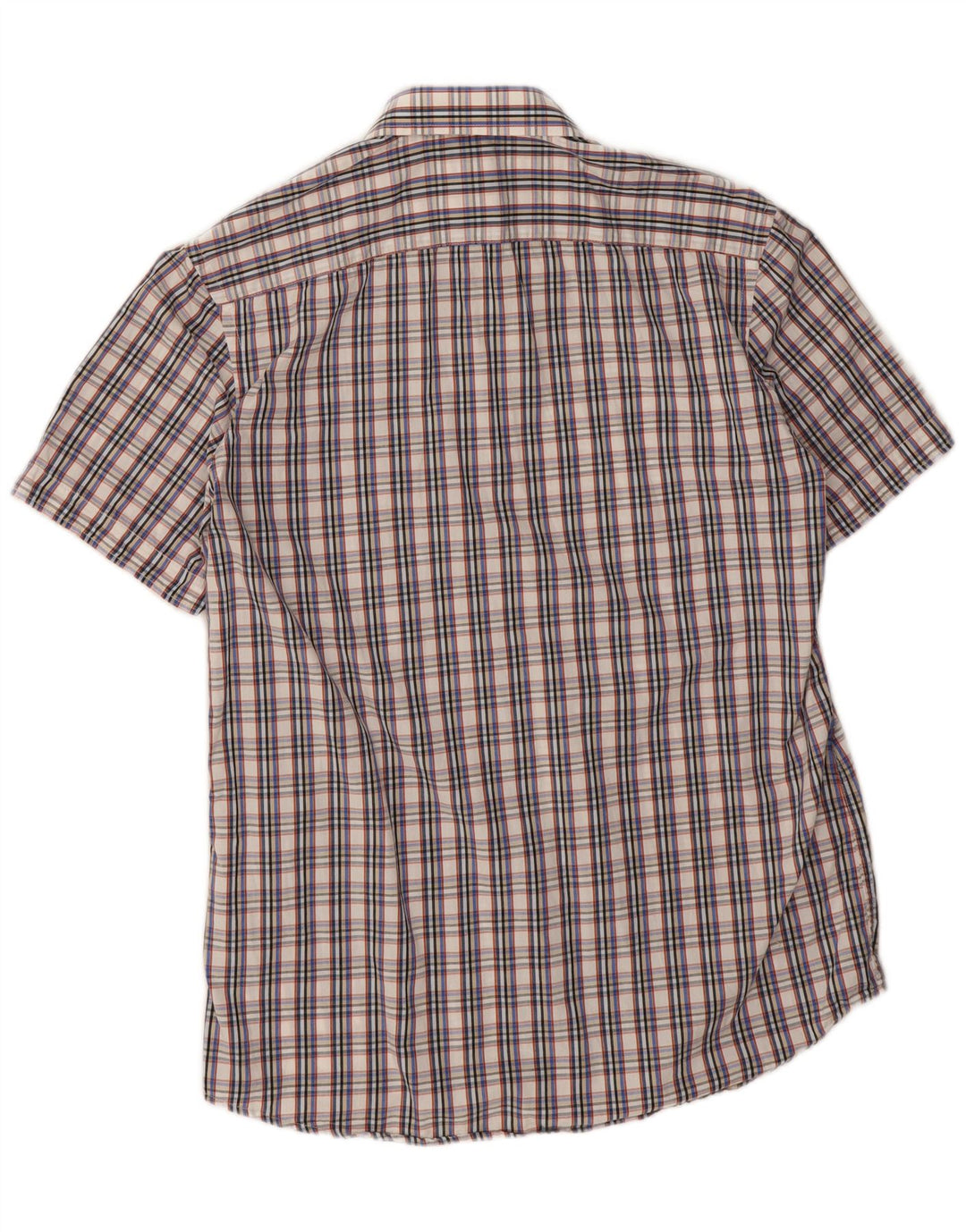 Camisa Carrera Hombre Manga Corta Algodón Cuadros Gris Medio