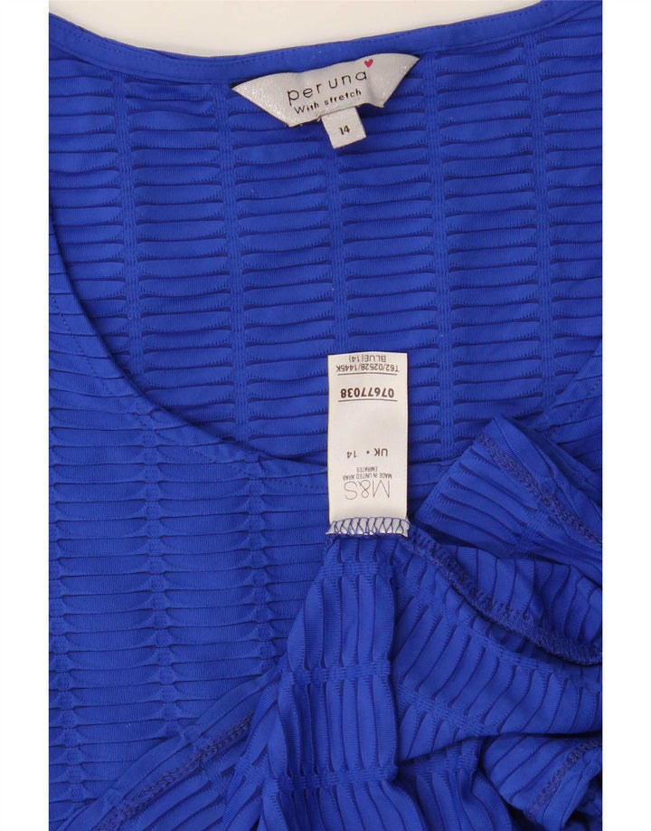 Marks & Spencer Mujeres Per Una Top Manga 3/4 UK 44 Poliamida Azul Medio