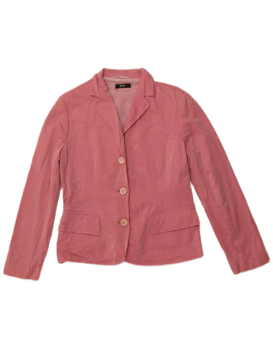 HUGO BOSS Chaqueta tipo blazer de 3 botones para mujer Reino Unido 40 Grande Algodón rosa
