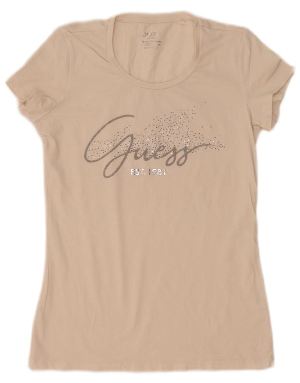 Guess Camiseta gráfica para mujer Top UK 12 Medium White Cotton
